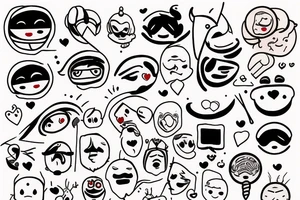 Mini friendship tattoos of basic emoji’s tattoo idea