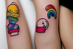 Mini friendship tattoos of basic emoji’s happiness rainbow and arches tattoo idea