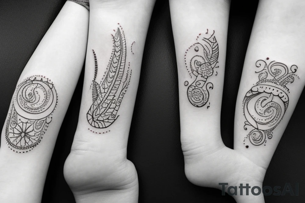 Mini friendship tattoos of basic arches tattoo idea