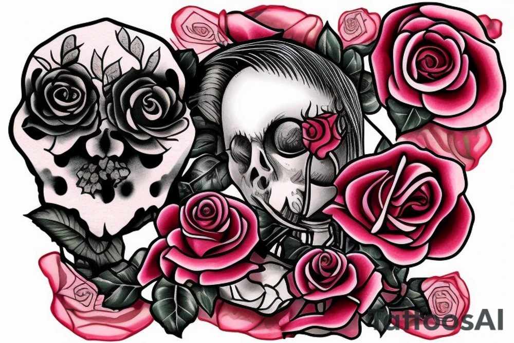 Tbone steak with a rose and crying eyes tattoo idea