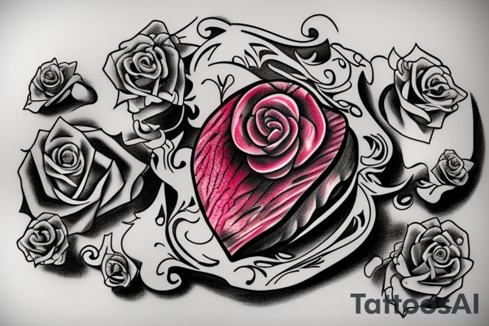 Tbone steak with a rose and crying eyes tattoo idea