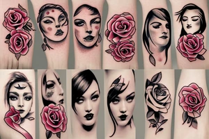 rose and crying eyes tattoo idea