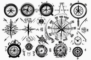 A compass with a clock tattoo idea
