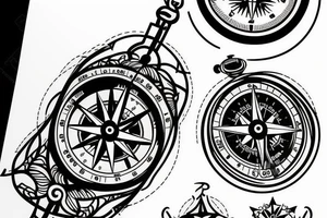 A compass with a clock tattoo idea