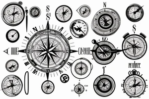 A compass and a clock tattoo idea
