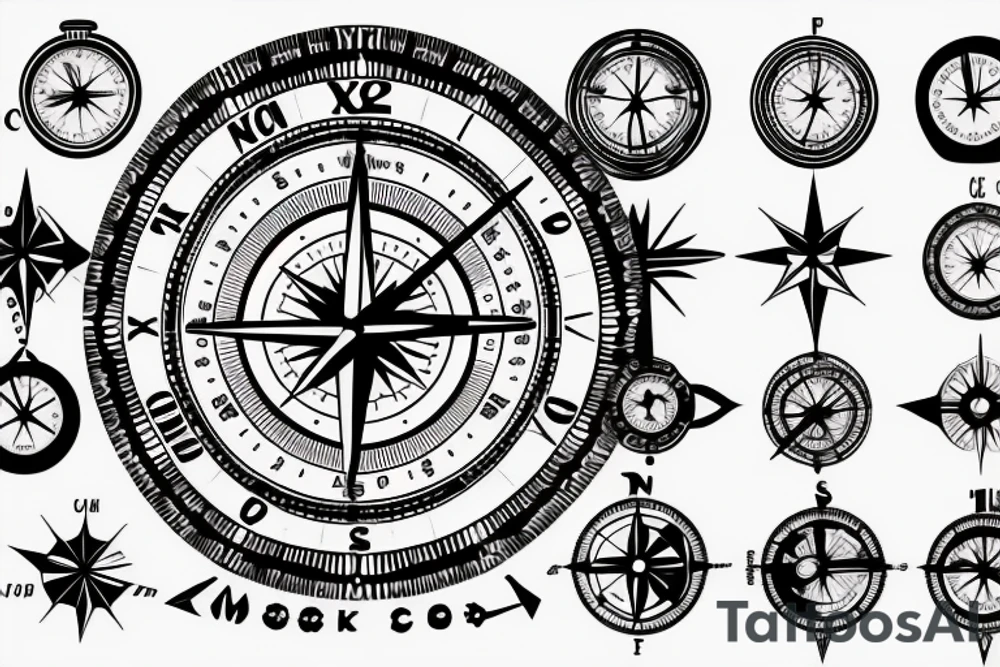 A compass and a clock tattoo idea