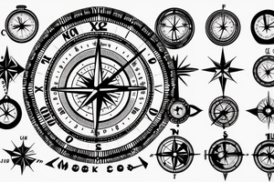 A compass and a clock tattoo idea