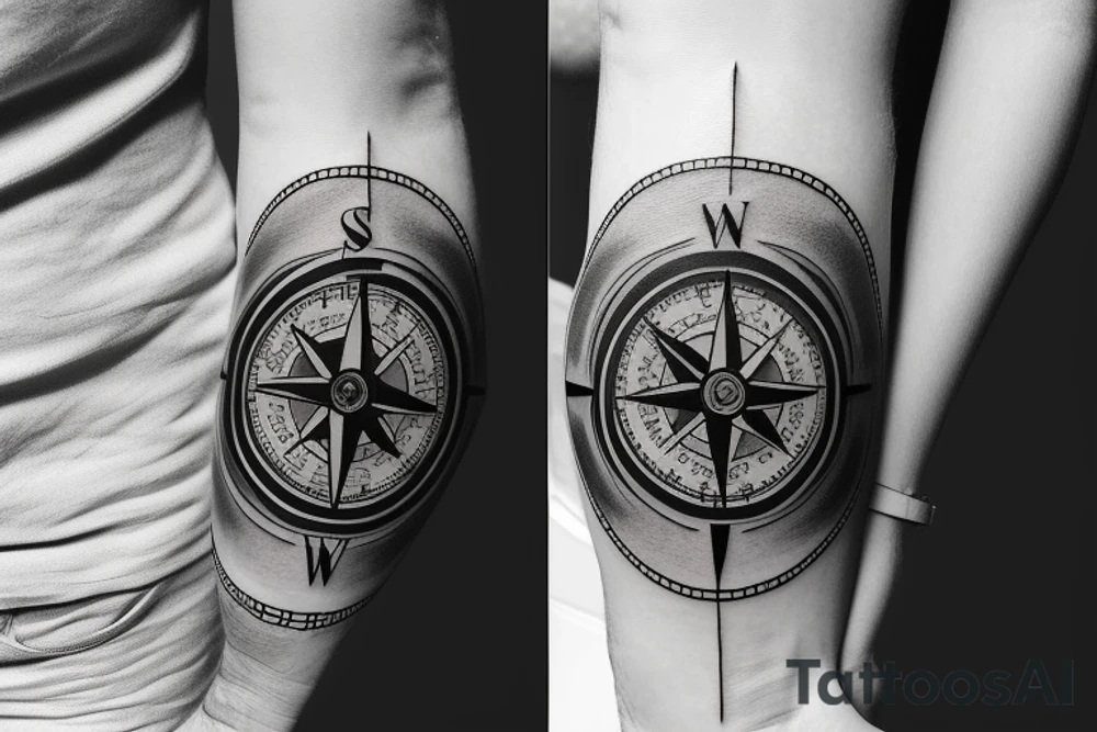 A compass and a clock tattoo idea