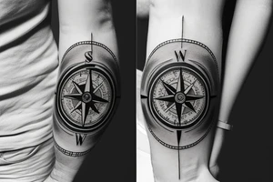 A compass and a clock tattoo idea