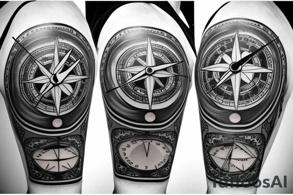 A compass and a clock tattoo idea