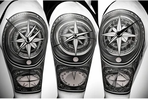 A compass and a clock tattoo idea