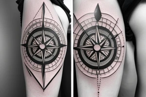 A compass plus a clock from shoulder to half form arm. It does not need to cover the entire arm. The clock is haf destroyed tattoo idea