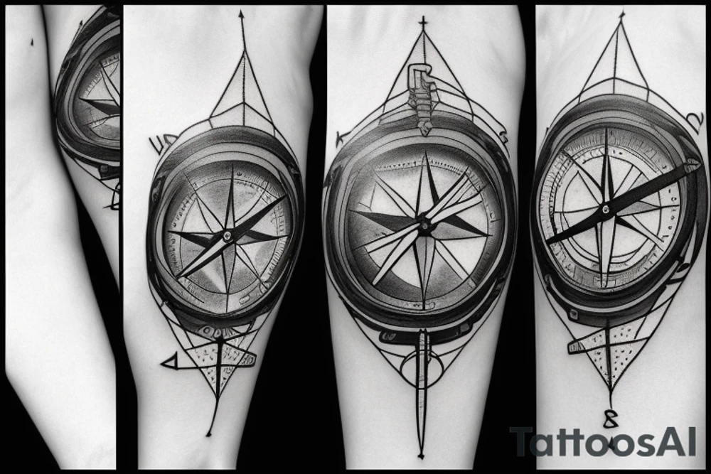 A compass plus a clock from shoulder to half form arm. tattoo idea A compass plus a clock from shoulder to half form arm. tattoo idea