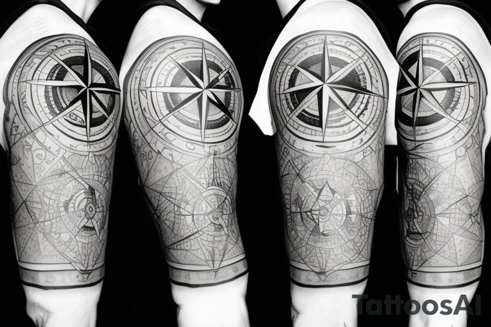 a compass in the sleeve tattoo idea