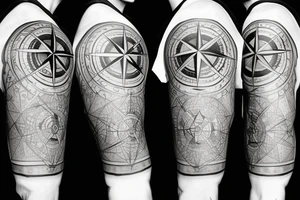 a compass in the sleeve tattoo idea