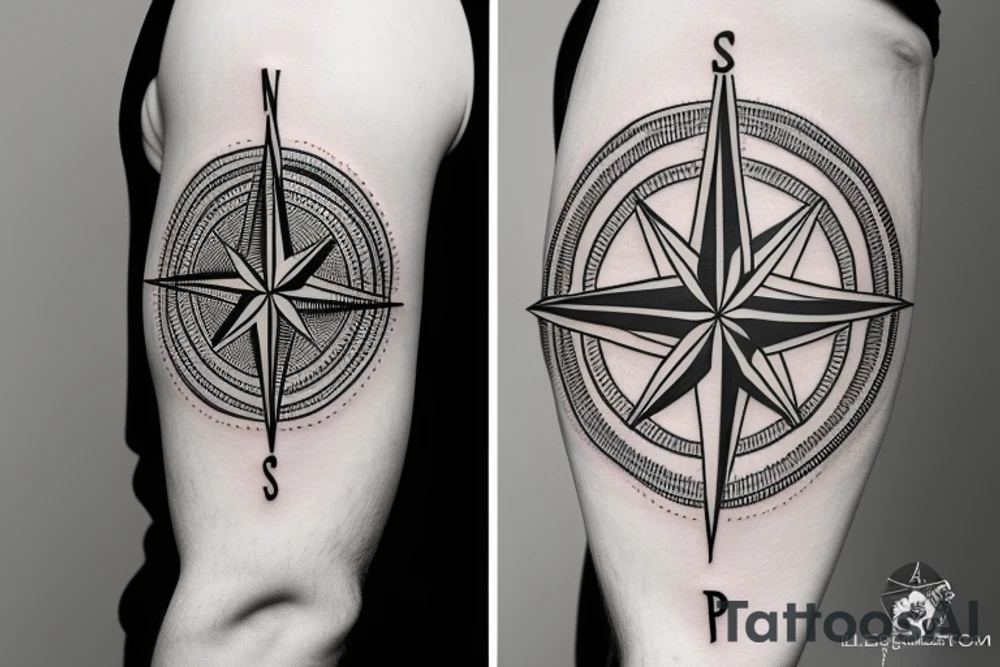 a compass in the sleeve tattoo idea