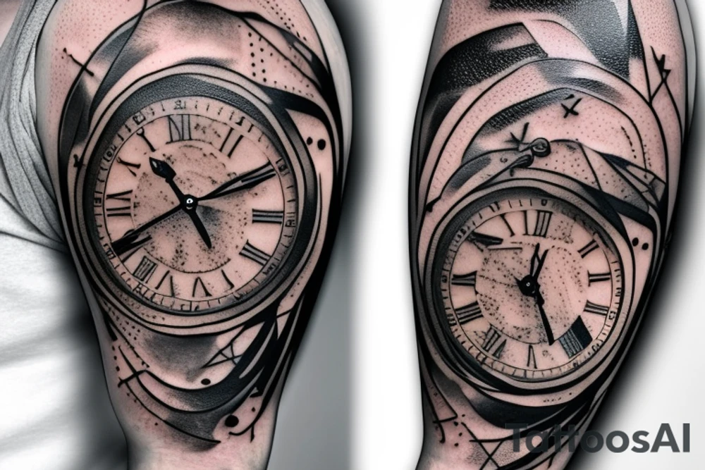 a destroyed clock in the forearm tattoo idea