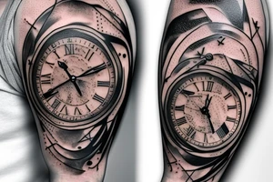 a destroyed clock in the forearm tattoo idea