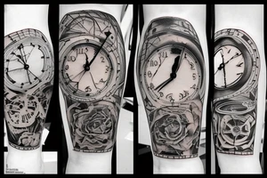 a destroyed clock in the forearm tattoo idea