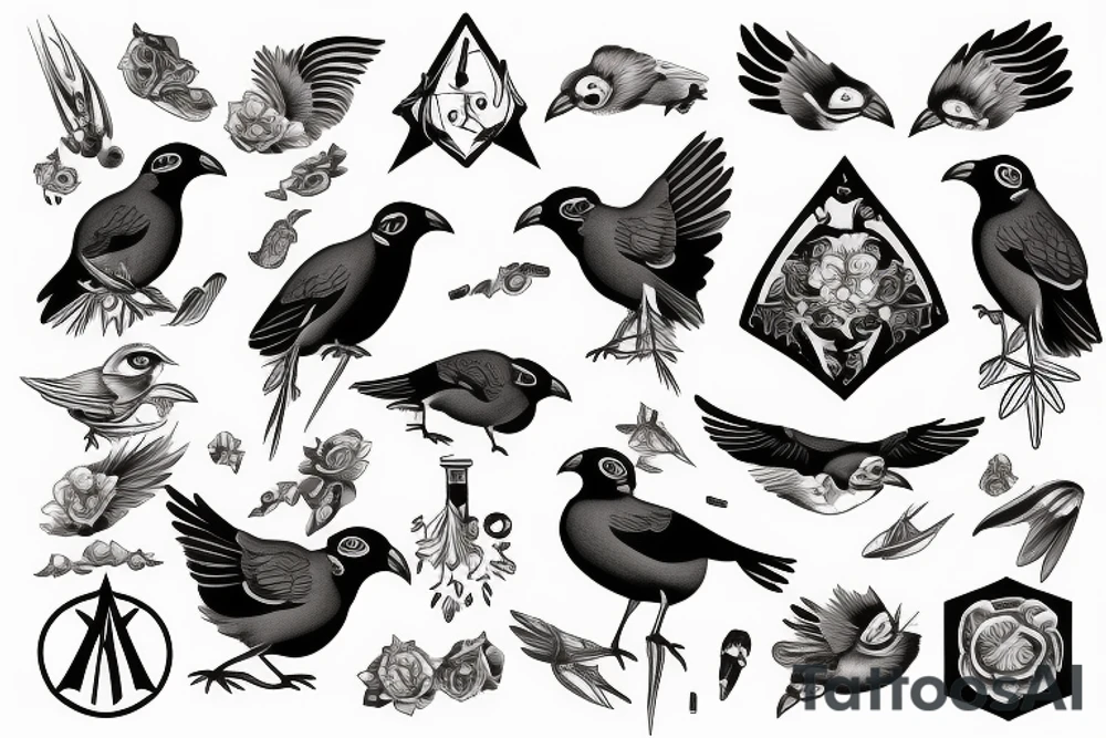 Mynah birds tattoo idea