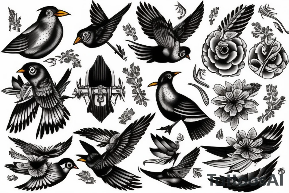 Mynah birds tattoo idea