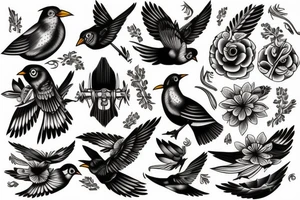 Mynah birds tattoo idea