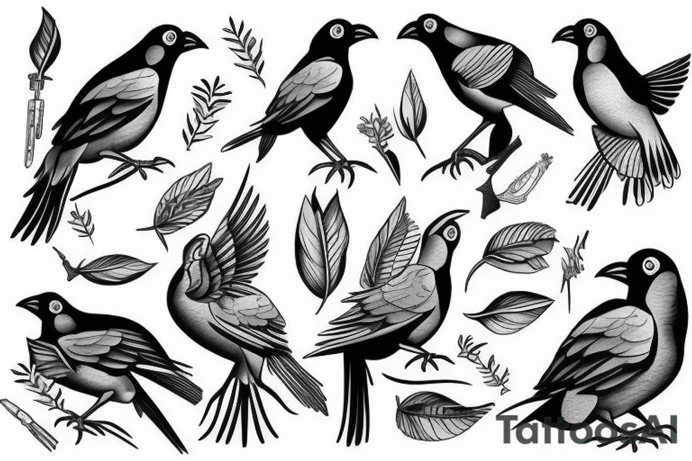 Mynah birds tattoo idea