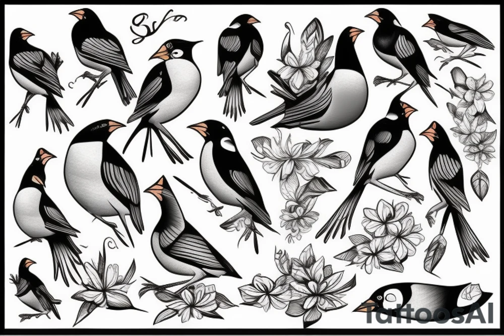 Mynah birds tattoo idea