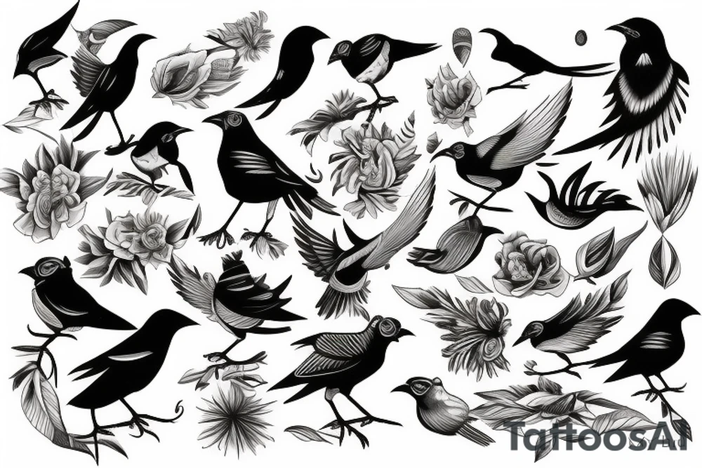 Mynah birds tattoo idea