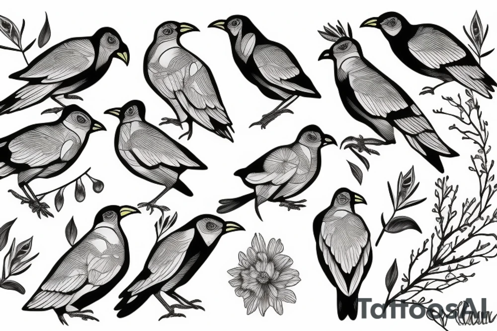 Mynah birds tattoo idea