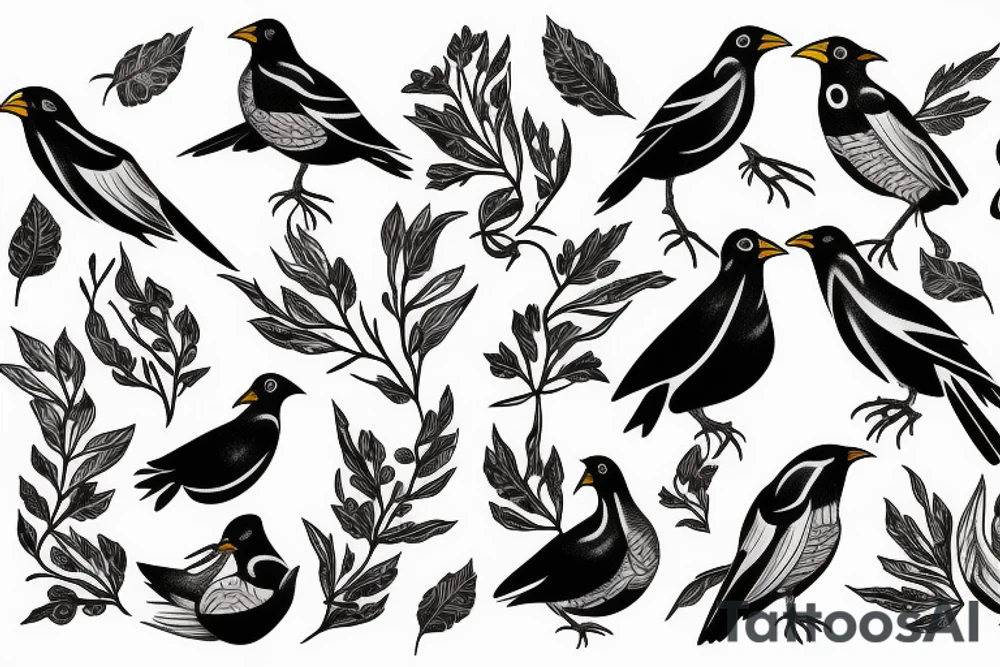 Mynah birds tattoo idea
