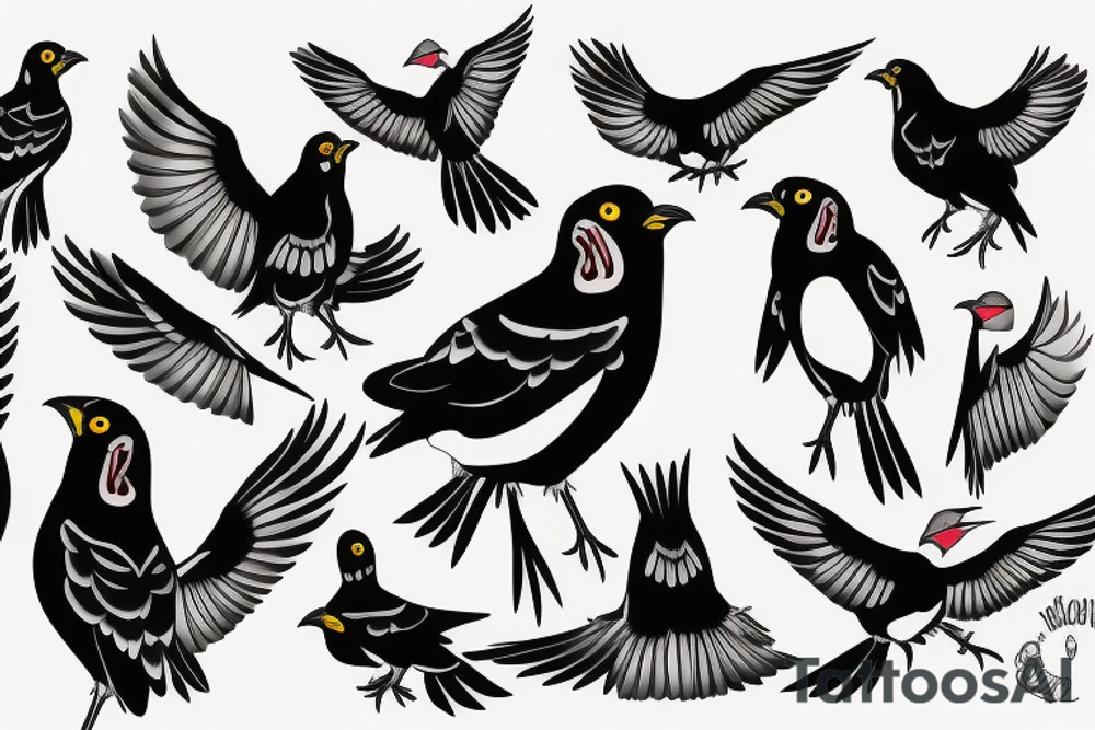 Two mynah birds on chest tattoo idea