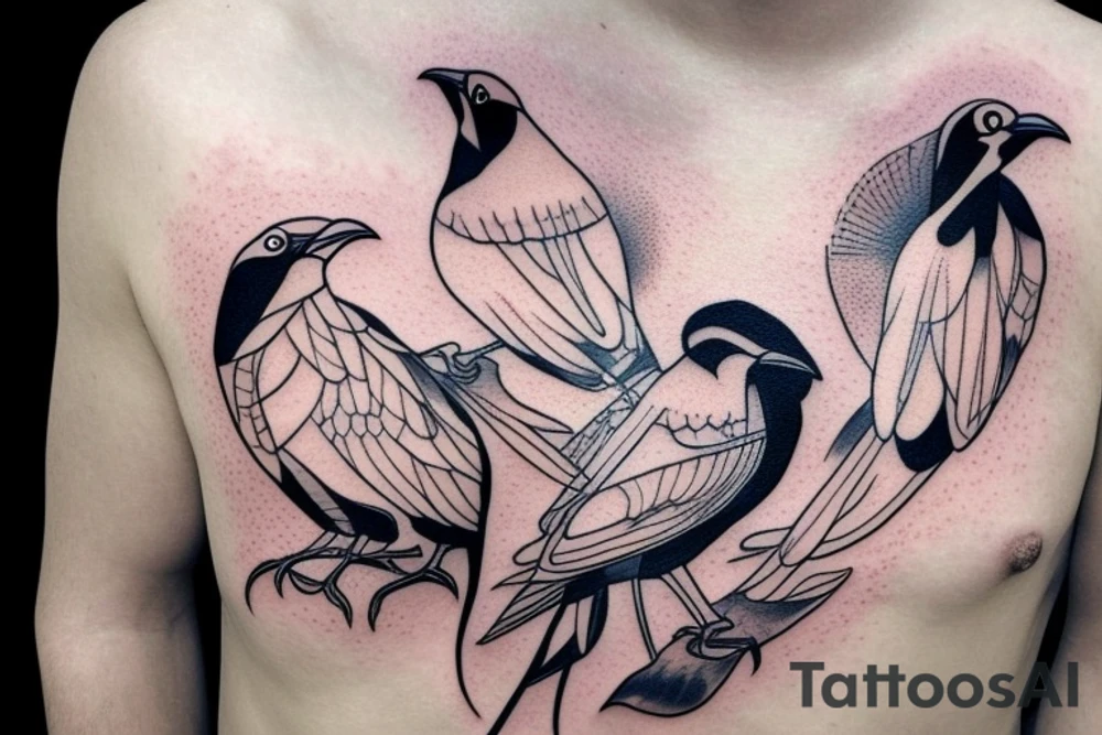 Two mynah birds on chest tattoo idea