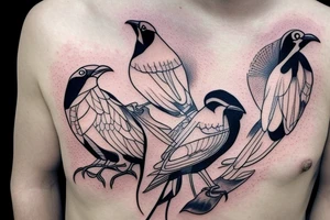 Two mynah birds on chest tattoo idea