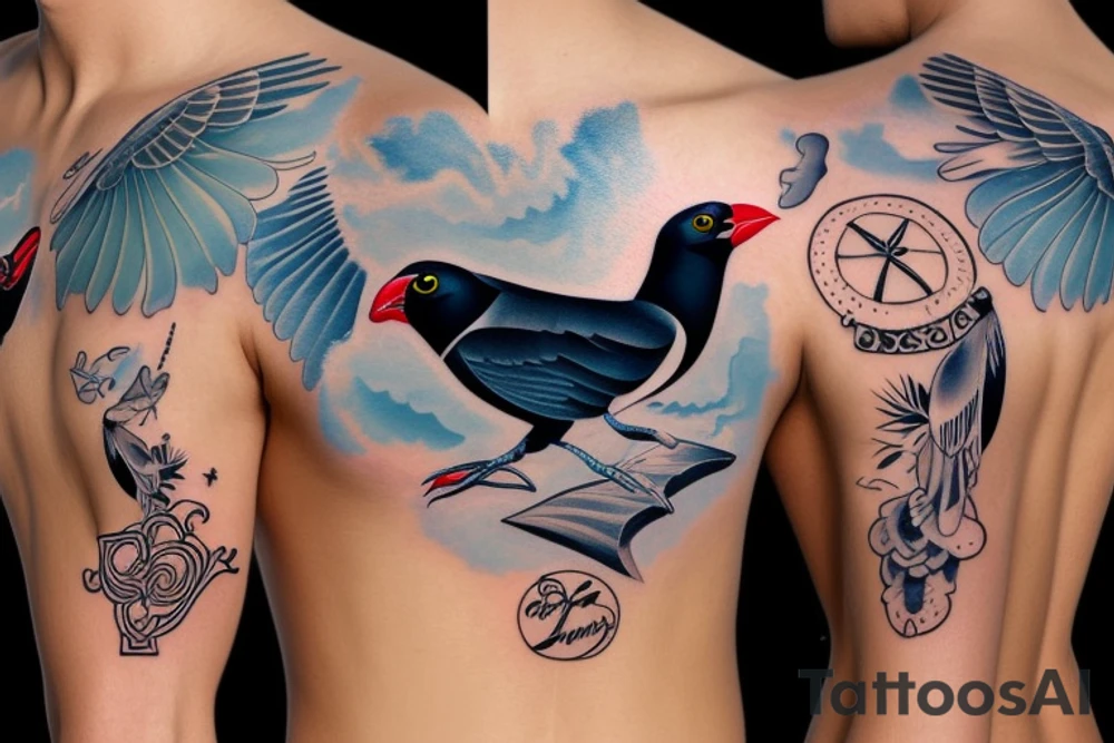 Two mynah birds on chest tattoo idea