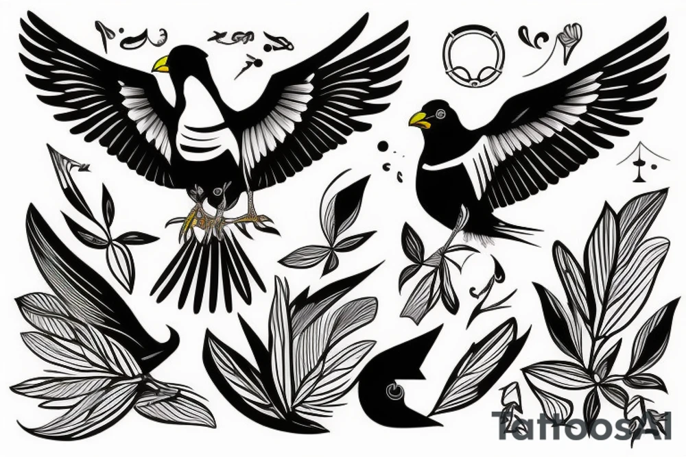 Two mynah birds on chest tattoo idea