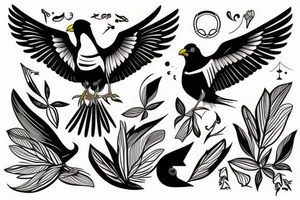 Two mynah birds on chest tattoo idea