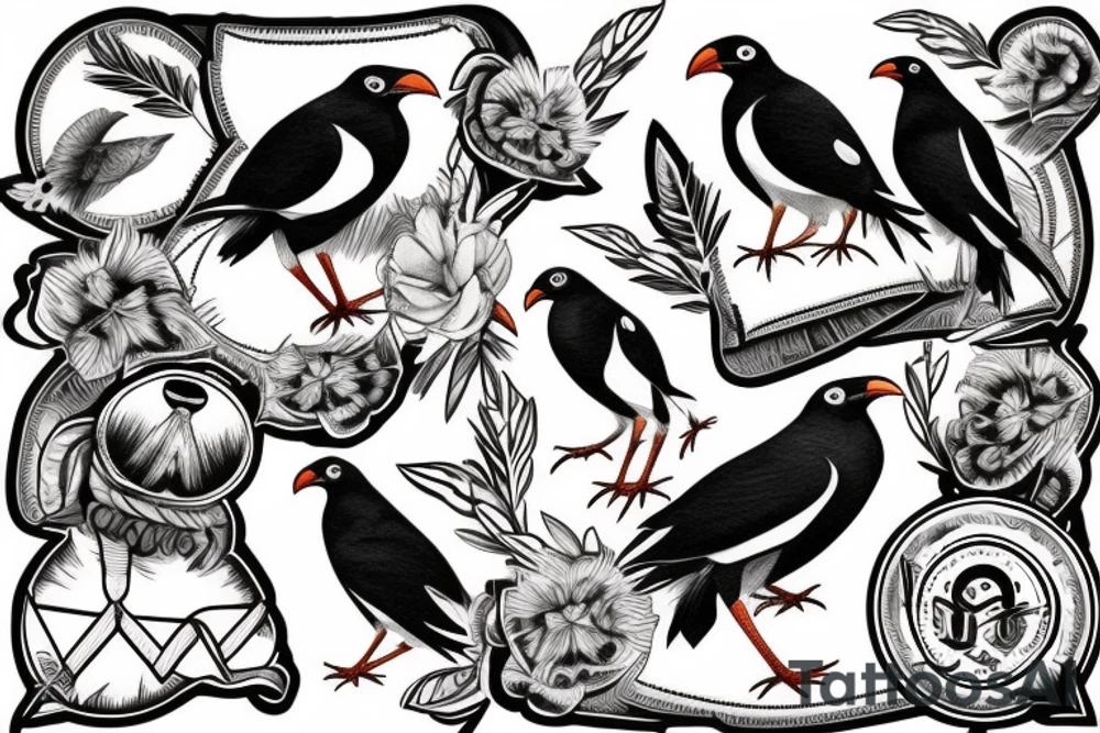 Two mynah birds on chest tattoo idea