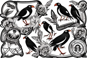Two mynah birds on chest tattoo idea