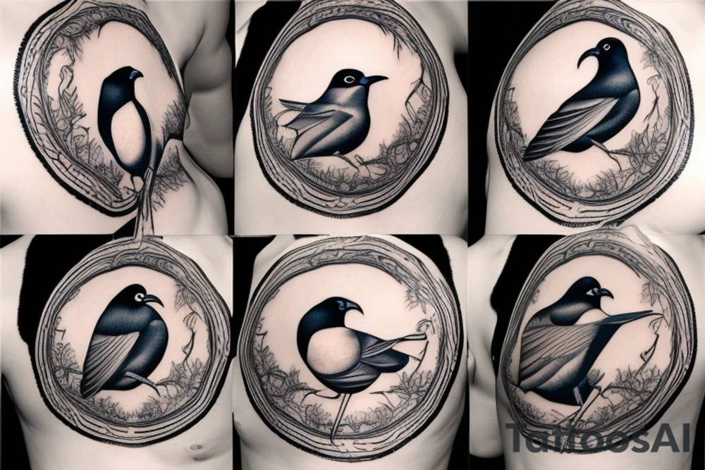Two mynah birds on chest tattoo idea