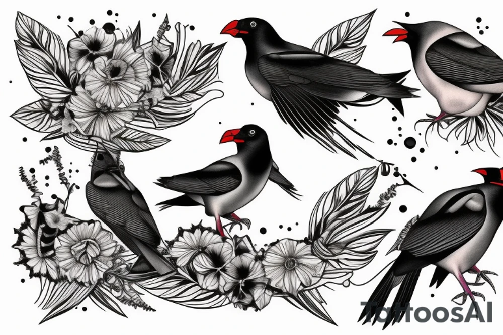 Two mynah birds on chest tattoo idea