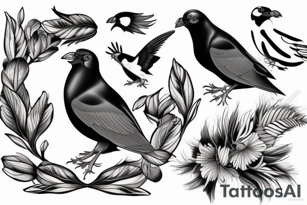 Two mynah birds on chest tattoo idea