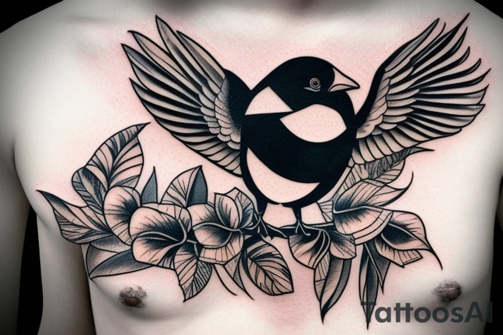 mynah bird on chest tattoo idea