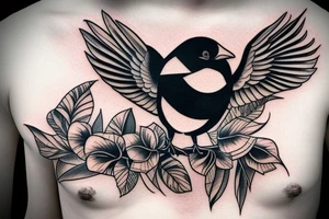mynah bird on chest tattoo idea