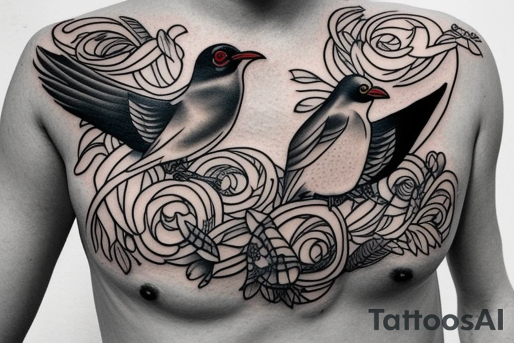 mynah bird on chest tattoo idea