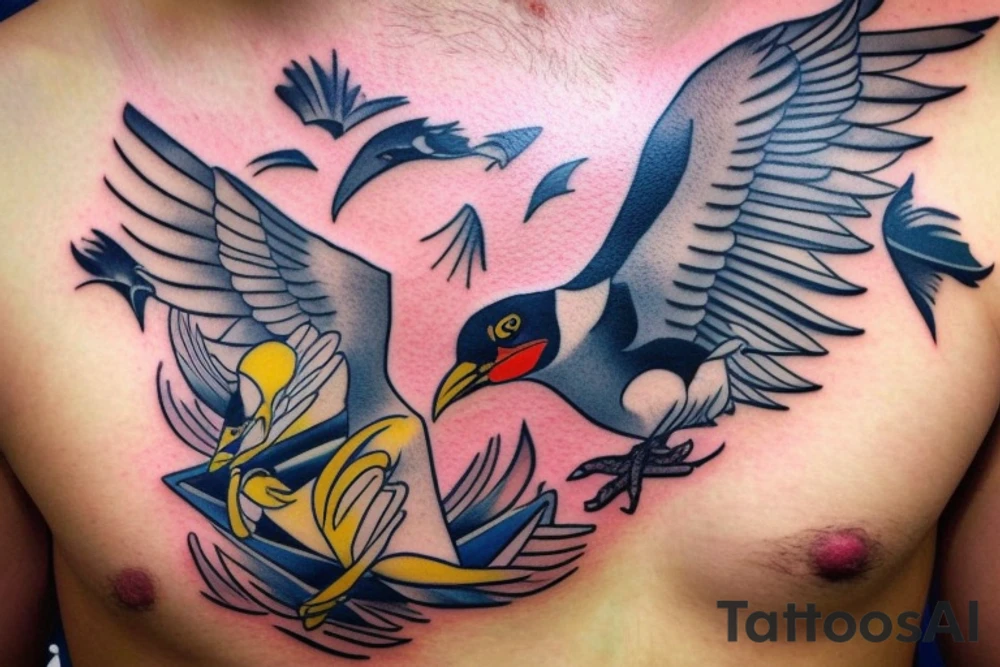 mynah bird on chest tattoo idea