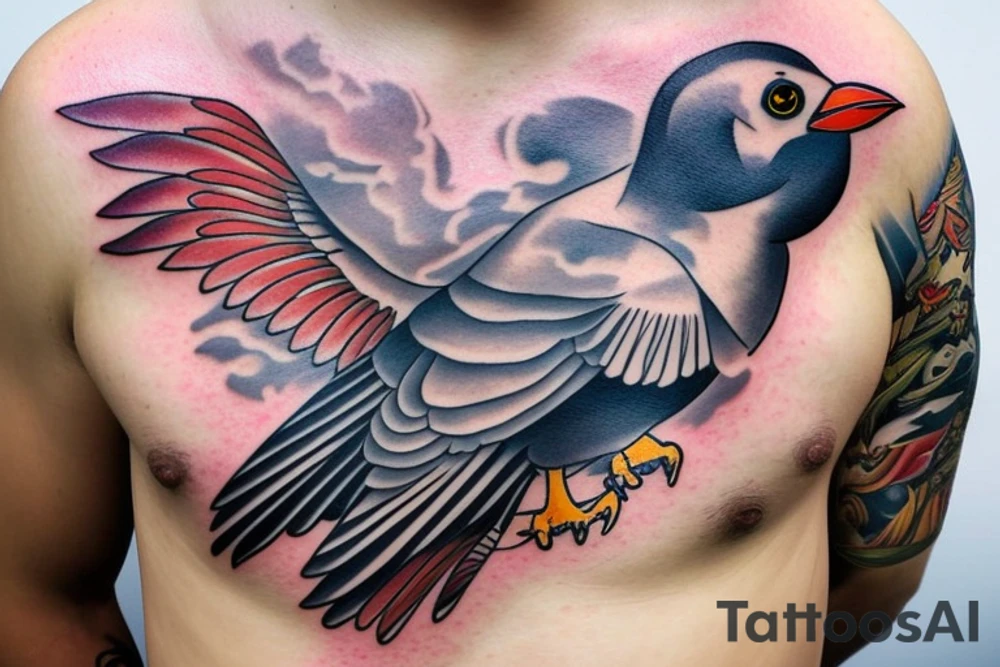 mynah bird on chest tattoo idea