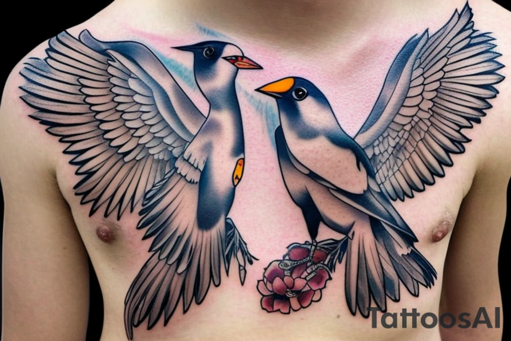 mynah bird on chest tattoo idea