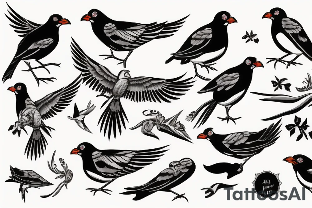 mynah bird on chest tattoo idea