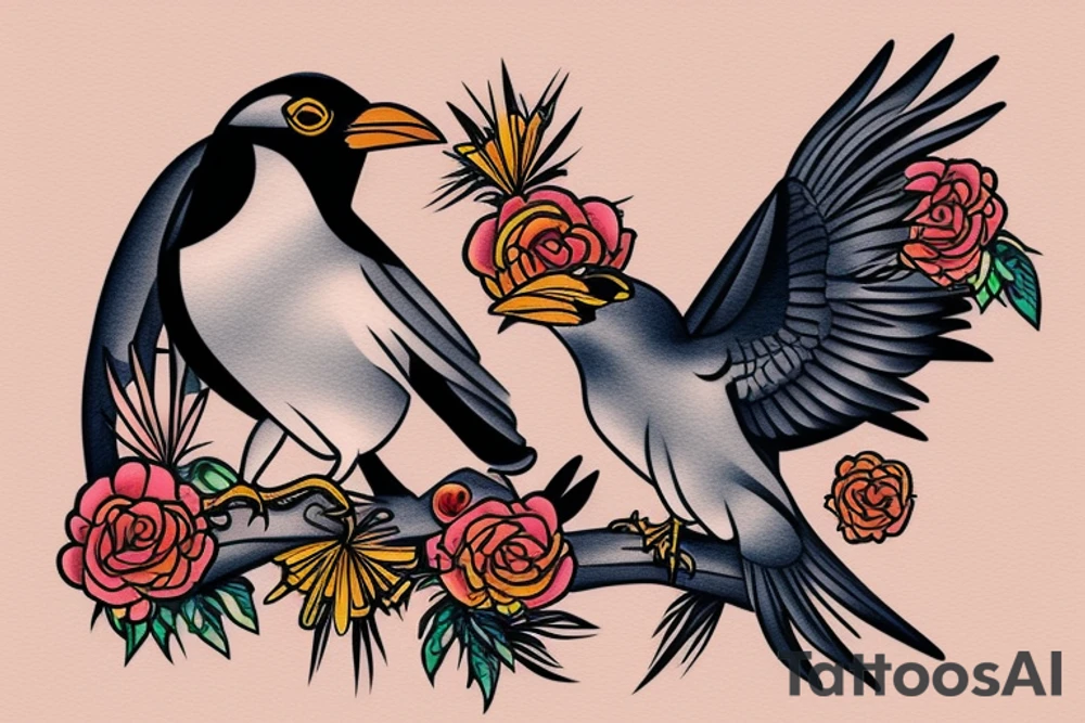 mynah bird on chest tattoo idea